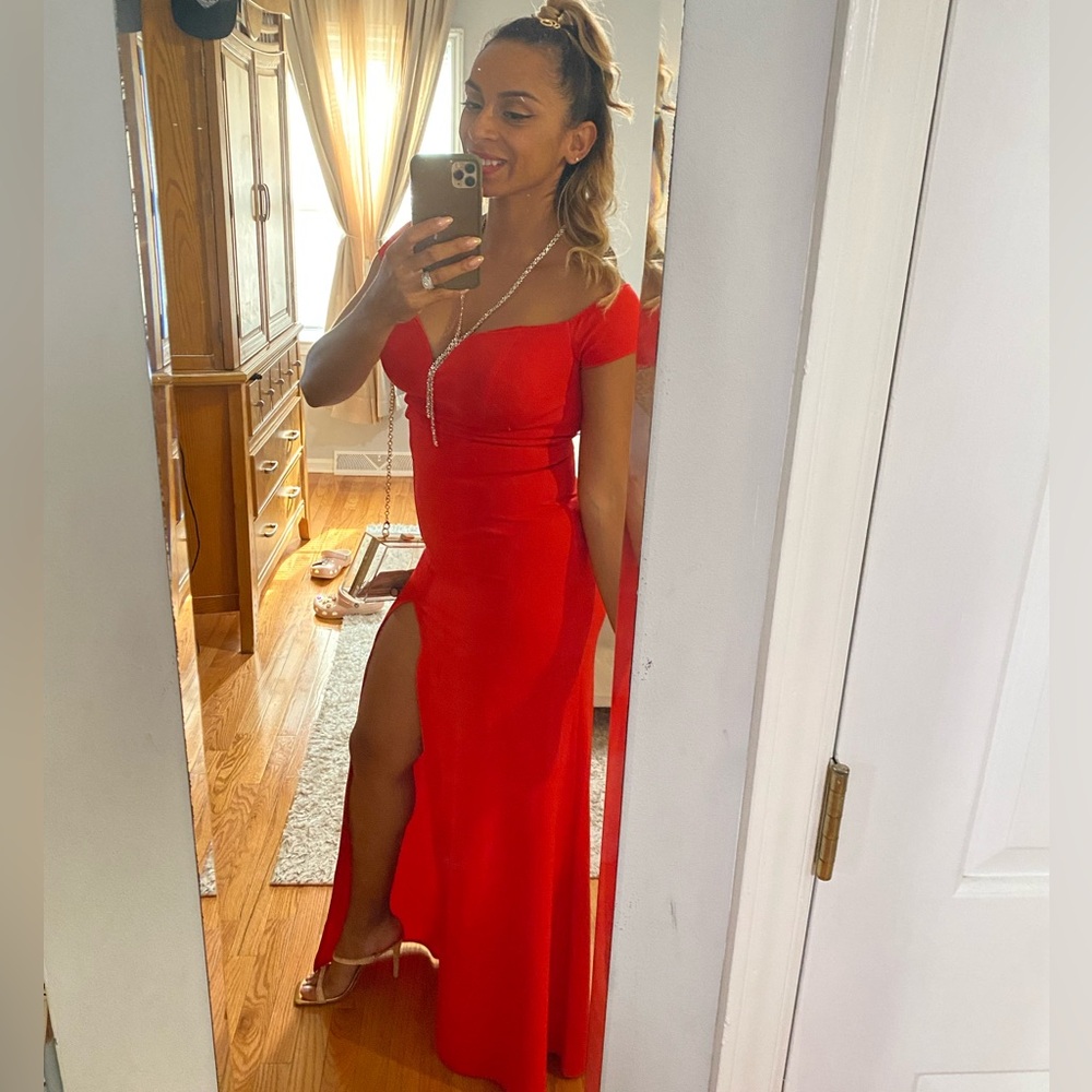 Elegant Red Off-Shoulder Dress